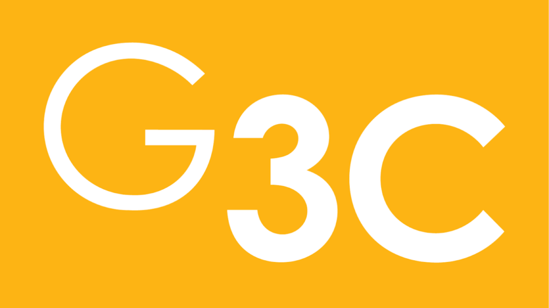 White letters 'G3C' on yellow background